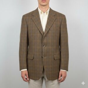 Pal‎ Zileri Gruppo Forall Brown Plaid Wool Cashmere Blazer Sport Coat Italy 56R
